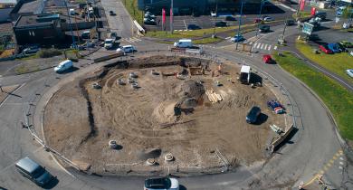 Chantier de la ligne C de tram-bus de l’agglomération clermontoise