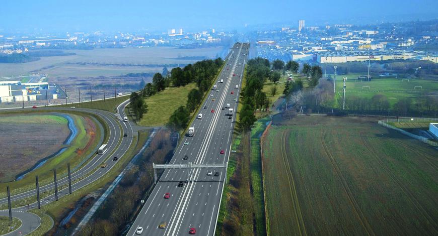 Vue de l'A13 après la mise en place du flux libre. 