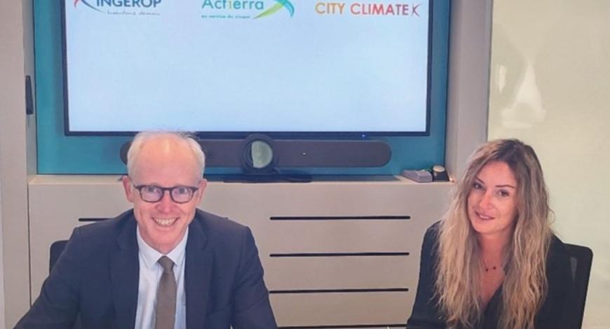 Yves Metz, président du groupe Ingérop, et Lucille Alonso, fondatrice de CityClimateX