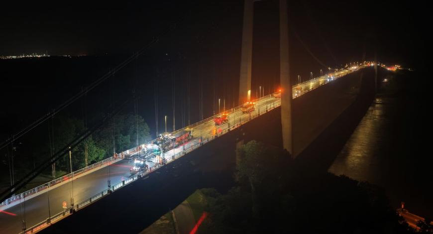 Chantier de réfection des chaussées du pont de Tancarville