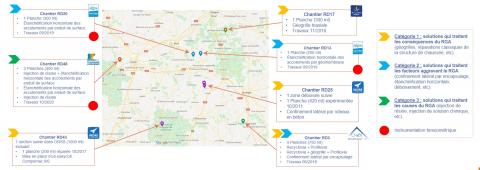 Extrait de la cartographie en ligne des solutions expérimentées dans le cadre du projet ORSS.