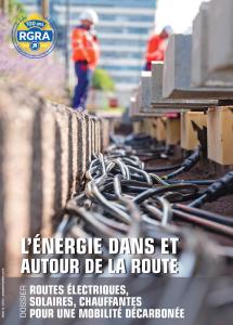 Sur le chantier de route électrique par induction de Rouen, les câbles rangés dans le fond de la tranchée relient les bobines électromagnétiques à l’armoire électrique