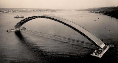 Reconstruction du pont Albert-Louppe à Brest en 1949 