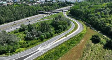 Vue aérienne de la nouvelle bretelle sur l’A15 à Sannois