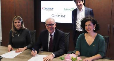 De gauche à droite : Marie Forbin, co-fondatrice de Citizing, Yves Metz, président du groupe Ingérop, Simon Dumoulin, directeur d’Actierra, et Julie de Brux, fondatrice de Citizing