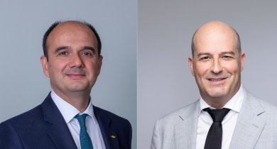 Colas annonce l’arrivée de deux nouveaux membres au sein de son comité stratégique : Hervé Le Joliff (à gauche), président de Colas Rail, et François Vachon (à droite), président de Colas Canada Inc. 