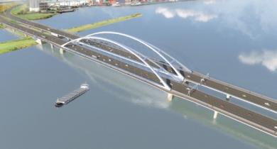 Vue du projet de nouveau pont de la Merwede aux Pays-Bas