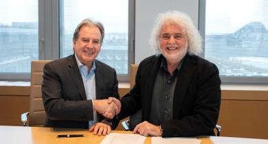 Thierry Méline, président de Colas France, et Christophe Rougeot, président de Hubert Rougeot Meursault